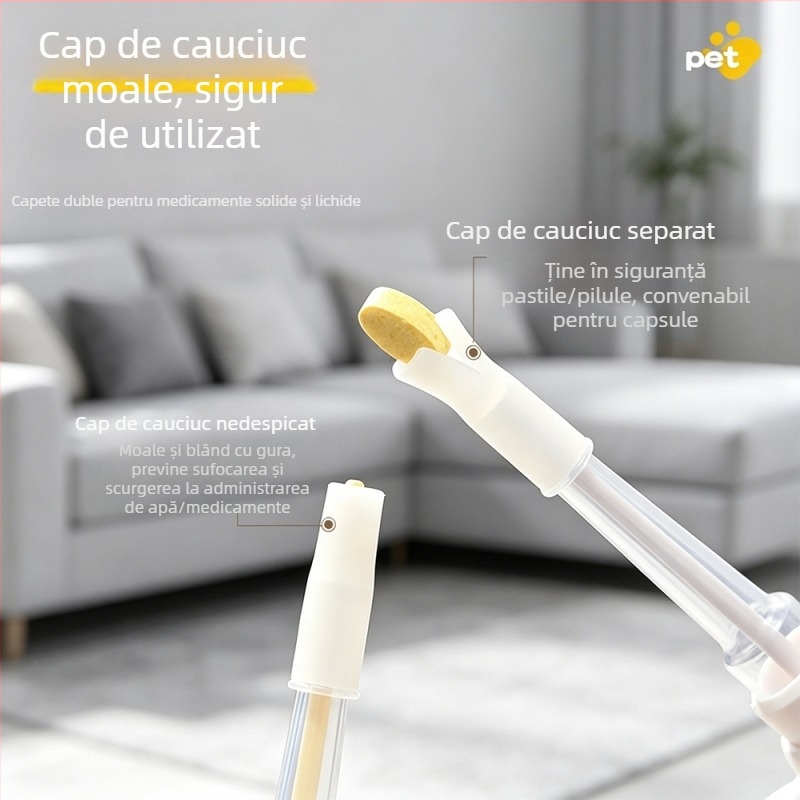 Dispenser de medicamente pentru animale de companie, din silicon moale, pentru pisici și câini, design desen animat