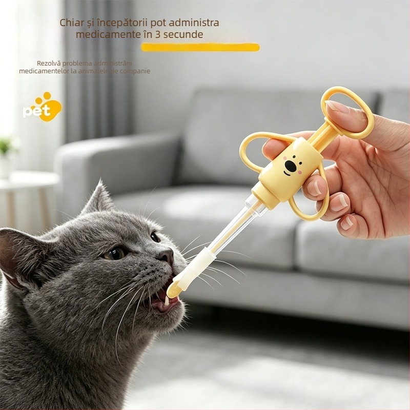 Dispenser de medicamente pentru animale de companie, din silicon moale, pentru pisici și câini, design desen animat
