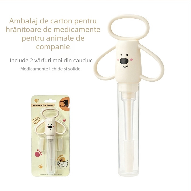 Dispenser de medicamente pentru animale de companie, din silicon moale, pentru pisici și câini, design desen animat