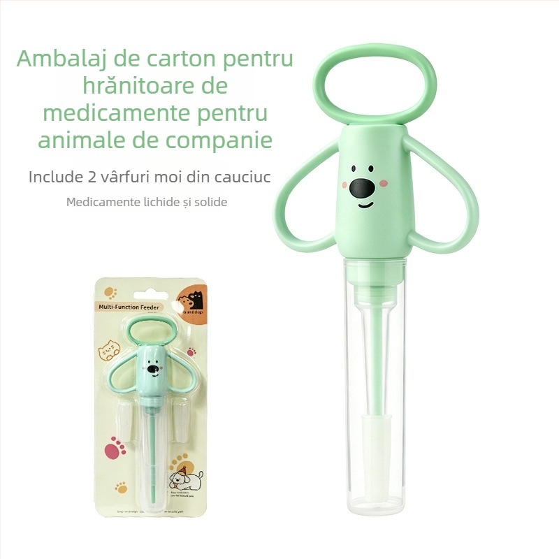 Dispenser de medicamente pentru animale de companie, din silicon moale, pentru pisici și câini, design desen animat