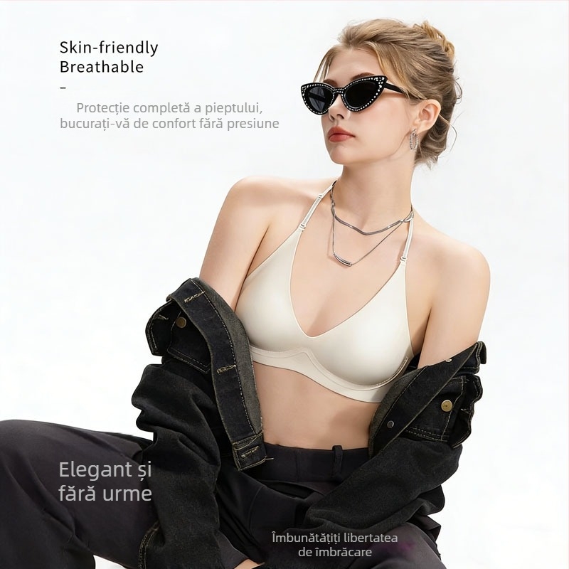 Bustier fără cusături, design cu spate deschis și lift invizibil, cupă 3/4, cupă modelată din latex, bretele fixe, căptușeală din elastan