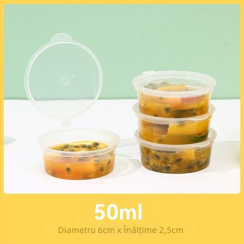 Cutie porționabilă de unică folosință pentru mâncare, cu compartimente pentru sosuri și condimente, maracuja, cutie mică pentru takeaway