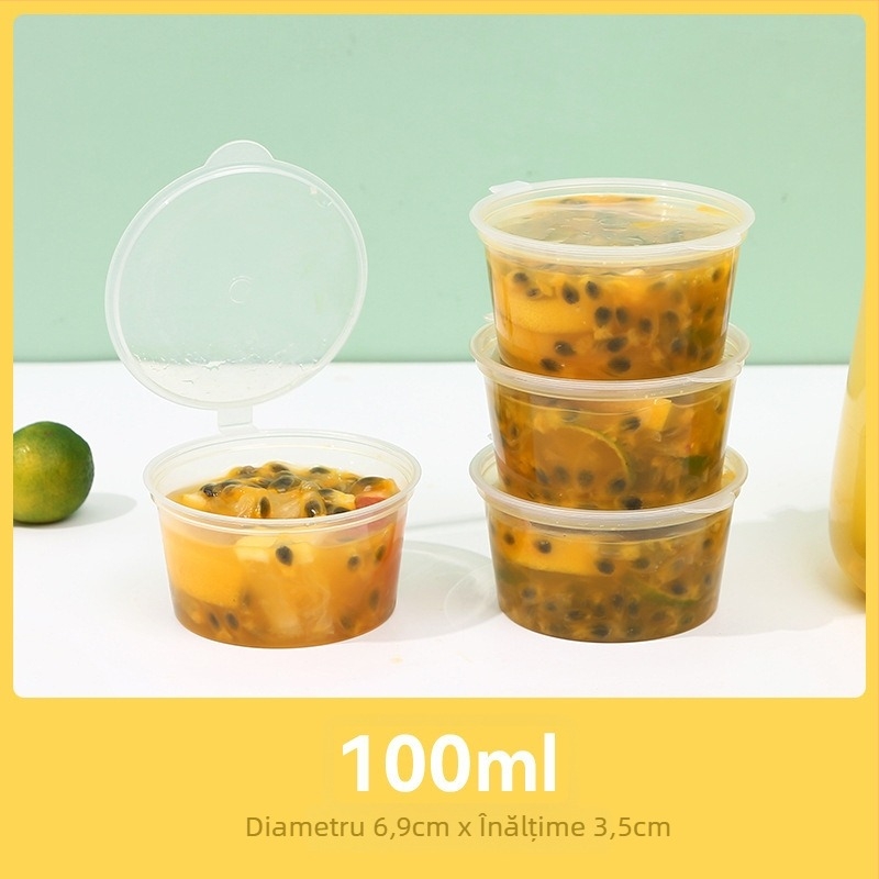 Cutie porționabilă de unică folosință pentru mâncare, cu compartimente pentru sosuri și condimente, maracuja, cutie mică pentru takeaway