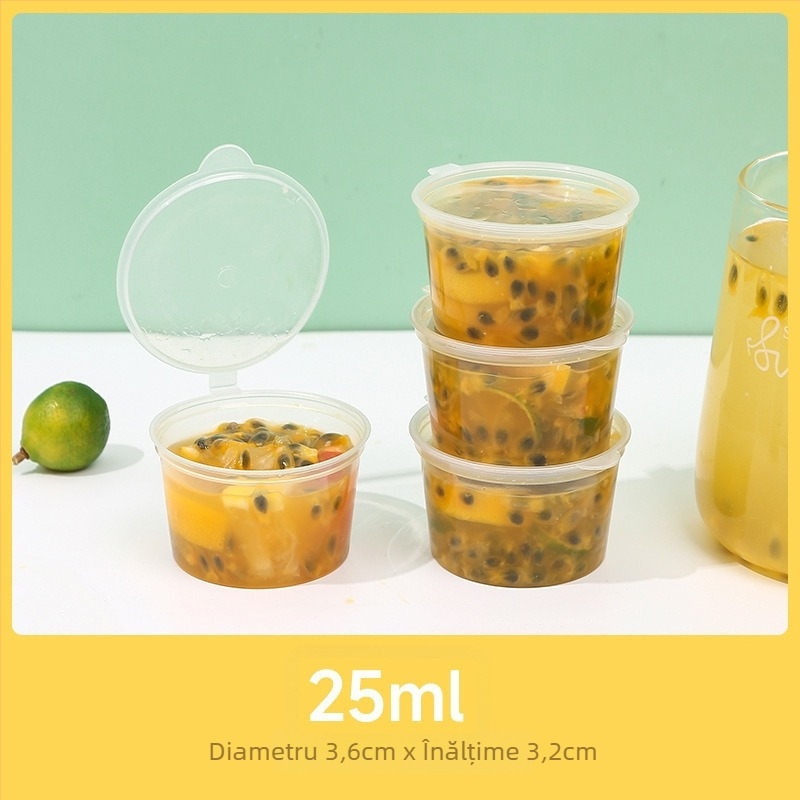 Cutie porționabilă de unică folosință pentru mâncare, cu compartimente pentru sosuri și condimente, maracuja, cutie mică pentru takeaway