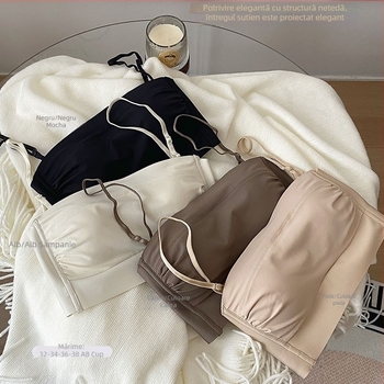 Sutien bandeau fără cusături, cupe subțiri, spate deschis, fără balene, confortabil pentru uz zilnic