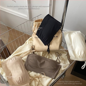 Sutien bandeau fără cusături, cupe subțiri, spate deschis, fără balene, confortabil pentru uz zilnic