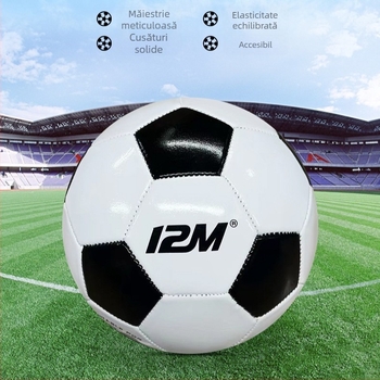 Minge de fotbal de antrenament, mărime 5, pentru elevi, PVC, cameră interioară din cauciuc, bună etanșeitate