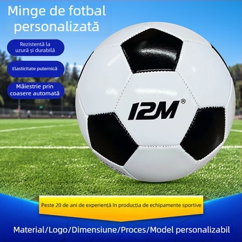 Minge de fotbal de antrenament, mărime 5, pentru elevi, PVC, cameră interioară din cauciuc, bună etanșeitate
