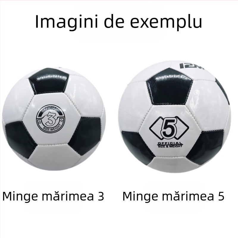 Minge de fotbal de antrenament, mărime 5, pentru elevi, PVC, cameră interioară din cauciuc, bună etanșeitate