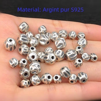 S925 Argint, mărgele semínă vintage, mărgele separator, mărgele rotunde, brățară și colier împletite pentru accesorii DIY