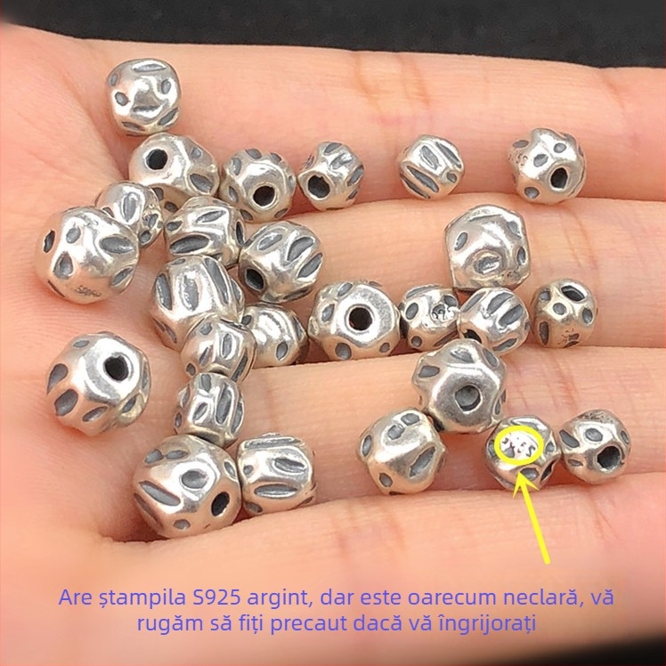 S925 Argint, mărgele semínă vintage, mărgele separator, mărgele rotunde, brățară și colier împletite pentru accesorii DIY