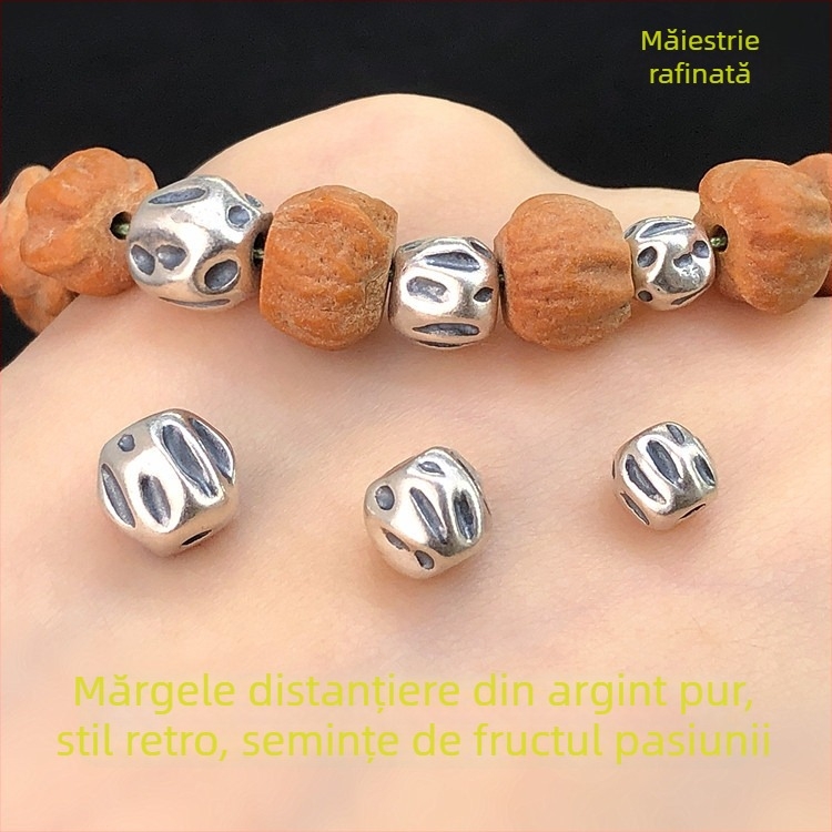 S925 Argint, mărgele semínă vintage, mărgele separator, mărgele rotunde, brățară și colier împletite pentru accesorii DIY