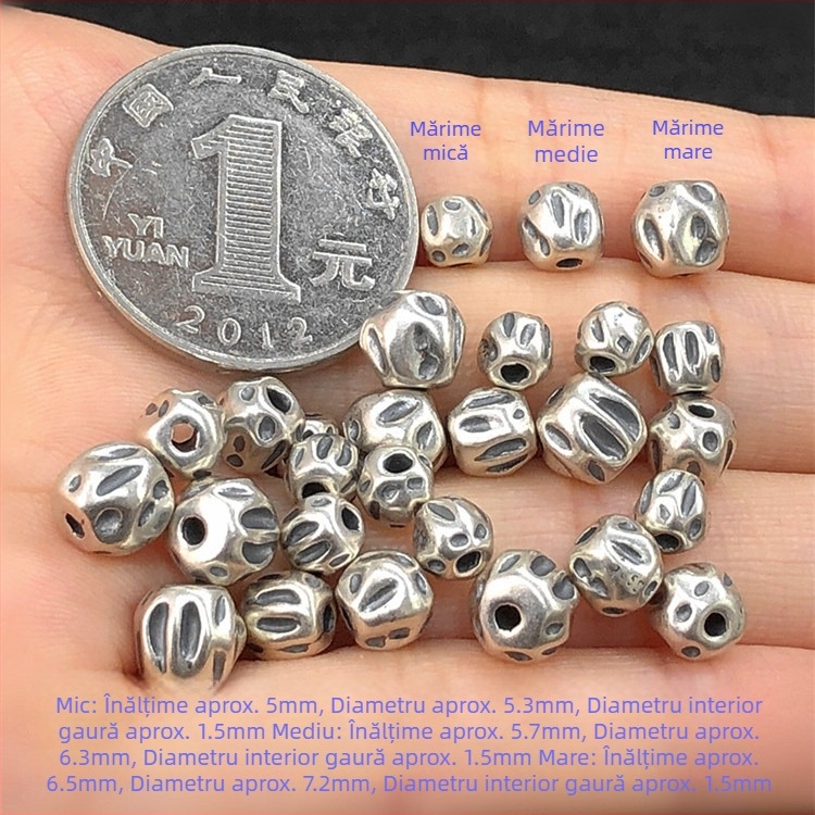 S925 Argint, mărgele semínă vintage, mărgele separator, mărgele rotunde, brățară și colier împletite pentru accesorii DIY