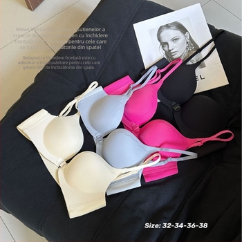 322 Sutien wireless cu închidere frontală, push-up, modelare a spatelui, purtare în multiple moduri
