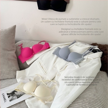 322 Sutien wireless cu închidere frontală, push-up, modelare a spatelui, purtare în multiple moduri