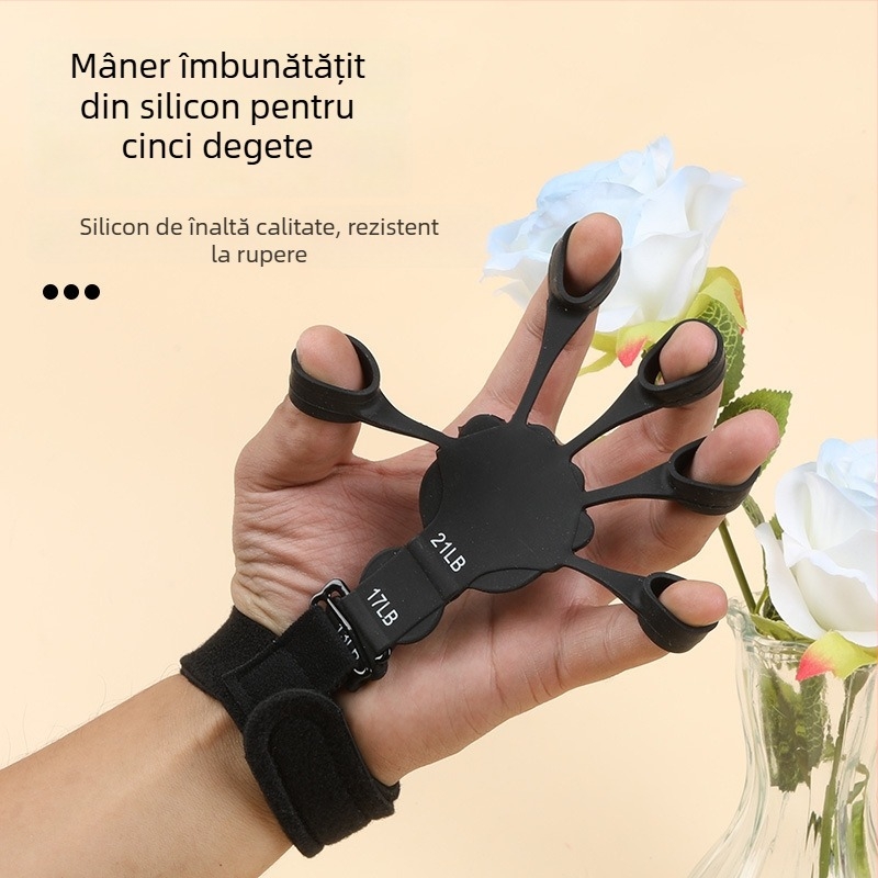 Antrenor din silicon pentru cinci degete și întăritor de încheietură pentru antrenarea prinderii