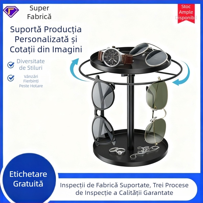 Suport rotativ pentru ochelari, negru, multifuncțional