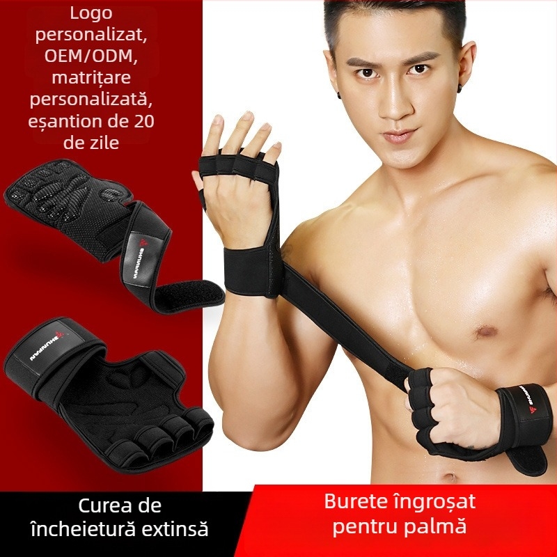 SFFIT mănuși de fitness cu decupaj pe dosul mâinii, pernă de silicon îngroșată, antiaderente, rezistente la uzură, protecție de încheietură extinsă, mănuși pentru ridicare greutăți