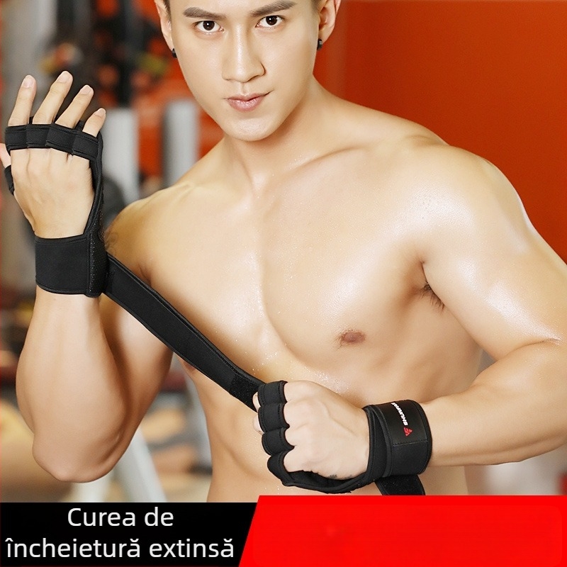 SFFIT mănuși de fitness cu decupaj pe dosul mâinii, pernă de silicon îngroșată, antiaderente, rezistente la uzură, protecție de încheietură extinsă, mănuși pentru ridicare greutăți