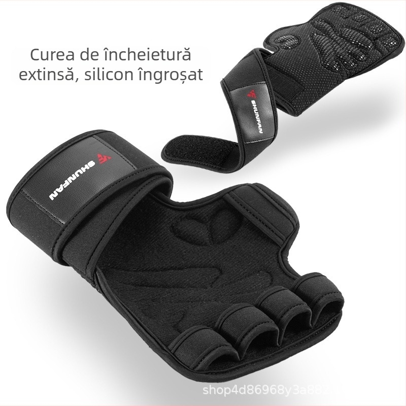 SFFIT mănuși de fitness cu decupaj pe dosul mâinii, pernă de silicon îngroșată, antiaderente, rezistente la uzură, protecție de încheietură extinsă, mănuși pentru ridicare greutăți