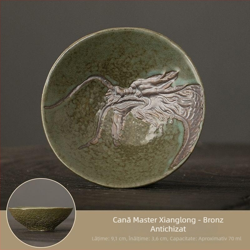 Ceșcuță ceramică în formă de dragon cu glazură de cuptor, lut purpuriu cu nisip, set Kung Fu pentru ceai, ceașcă premium pentru maeștri