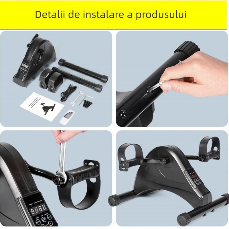 Mașină eliptică electrică, stepper și bicicletă de exerciții pentru antrenamentul membrelor superioare și inferioare, cu mânere antiderapante și pedale