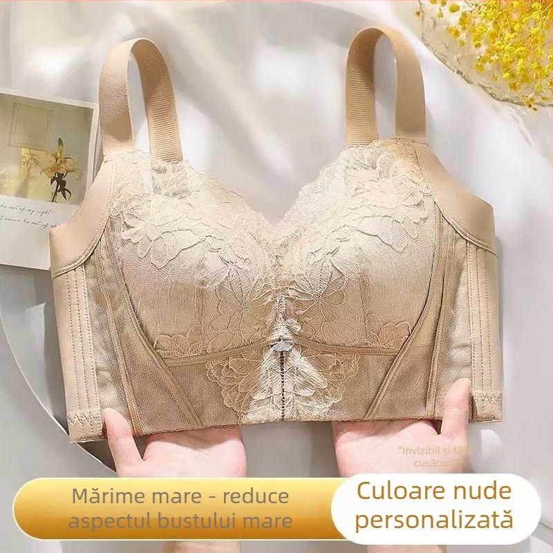 Sutien pentru mărime mare, cupă subțire, fără sârmă, dantelat, modelator, susținere laterală, cupă CD