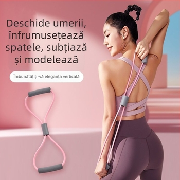 Antrenor de rezistență în formă de 8 pentru exerzeții acasă, cu bandă elastică, mobilitate a umerilor și pierdere în greutate.