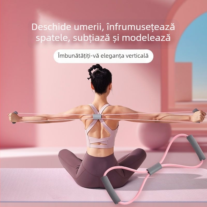 Antrenor de rezistență în formă de 8 pentru exerzeții acasă, cu bandă elastică, mobilitate a umerilor și pierdere în greutate.
