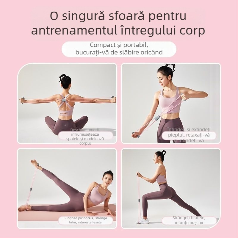 Antrenor de rezistență în formă de 8 pentru exerzeții acasă, cu bandă elastică, mobilitate a umerilor și pierdere în greutate.