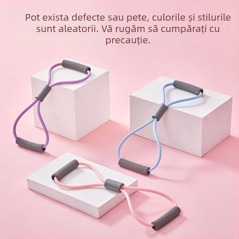 Antrenor de rezistență în formă de 8 pentru exerzeții acasă, cu bandă elastică, mobilitate a umerilor și pierdere în greutate.