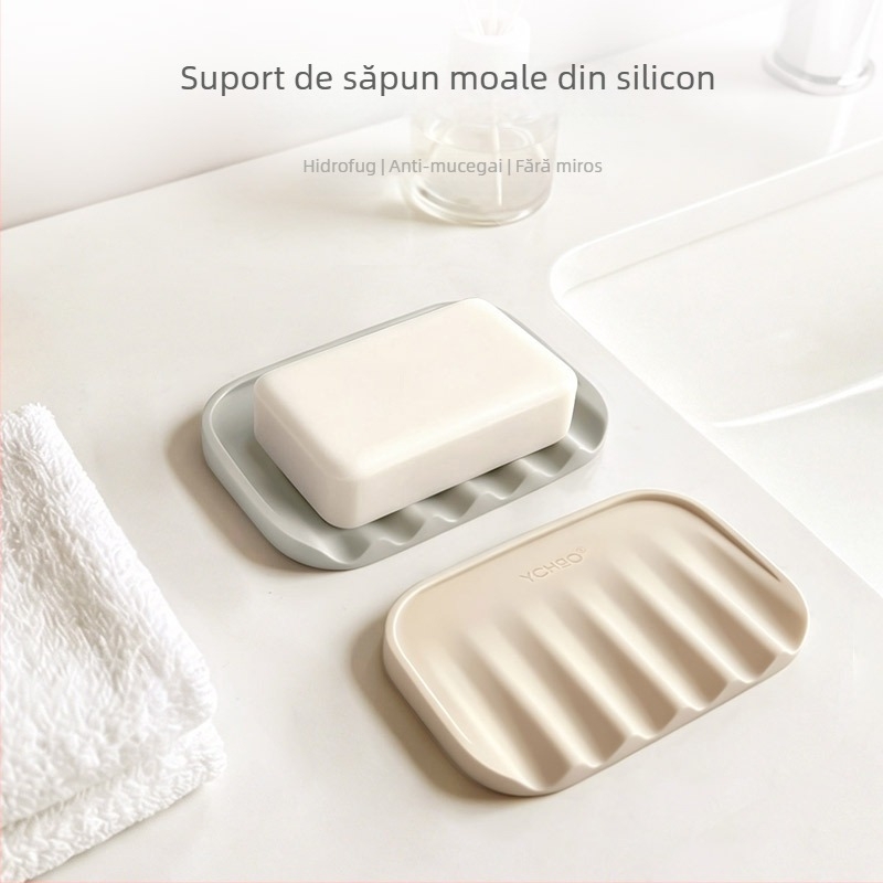 Suport pentru săpun din PVC, cu drenaj, design înclinat, culoare solidă, pentru baie.