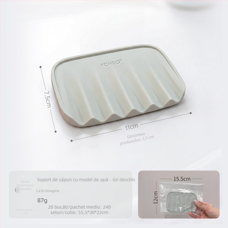 Suport pentru săpun din PVC, cu drenaj, design înclinat, culoare solidă, pentru baie.
