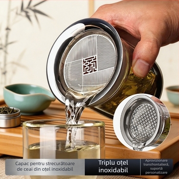  Filtru de ceai cu capac, sită din oțel inoxidabil 304, infuzor pentru ceai
