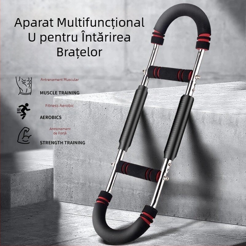 Antrenor de forță pentru brațe în formă de U, reglabil, echipament de fitness cu arc multifuncțional pentru uz casnic, exerciții pentru încheieturi și mușchii pieptului