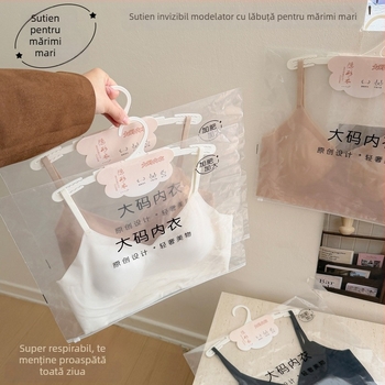 Sutien fără cusături pentru mărime mare, invizibil, respirabil, tip înfășurare din gel, cupe fixe, reduce vizual bustul mare