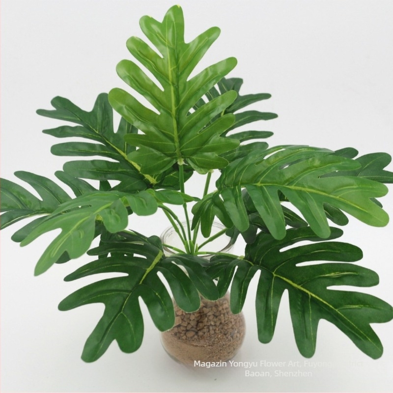 Plantă artificială de perete cu 9 tulpini de frunze de taro pentru decor