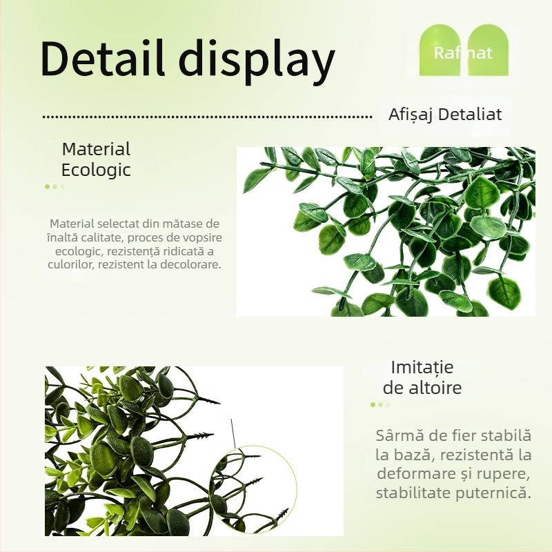 Frunze artificiale de eucalipt și frunze de bani pentru decor în sufragerie și dining, PVC moale, personalizabil