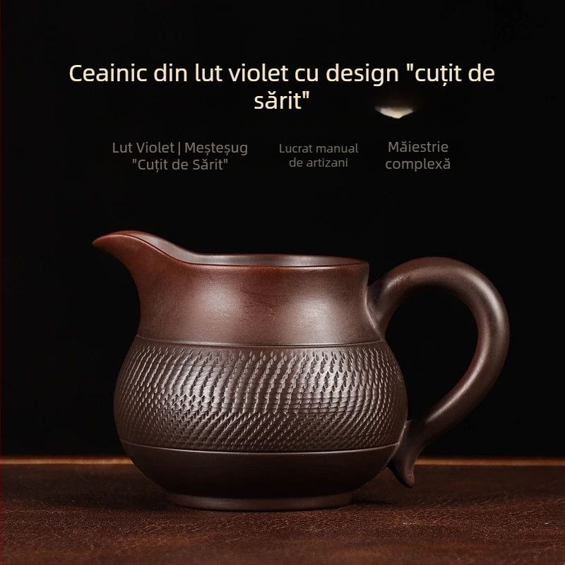 Ceainic din lut mov, integral lucrat manual, set pentru ceremonia ceaiului: filtru de ceai, separator de ceai, set casnic pentru ceai, ceainic cu capacitate mare