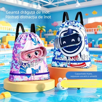 Geantă de plajă impermeabilă pentru copii, cu compartiment pentru încălțăminte și separare uscat/umed, compactă și ușoară