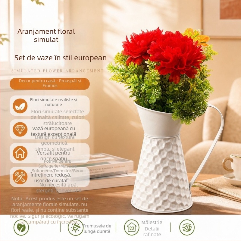 Orhidee artificială în stil european pentru birou – bonsai decorativ cu flori 3D în stil pastoral
