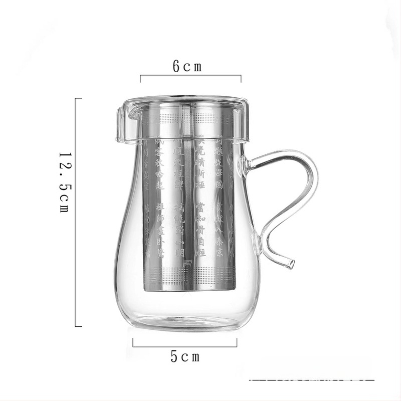 Set de ceai din sticlă rezistentă la temperaturi, ceainic și cești cu motiv pinguin, infuzor pentru flori și plante aromatice