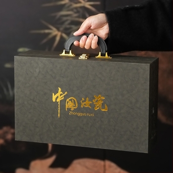 Set Gongfu ceai din porțelan cu ceainic şi ceşti, cutie cadou bej, cadou de afaceri premium