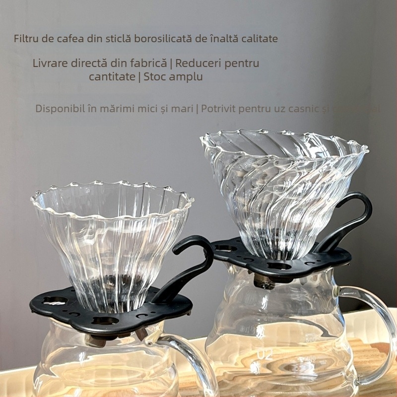 Set V60 din sticlă borosilicată rezistentă la căldură, cu suport și recipient de servire din sticlă