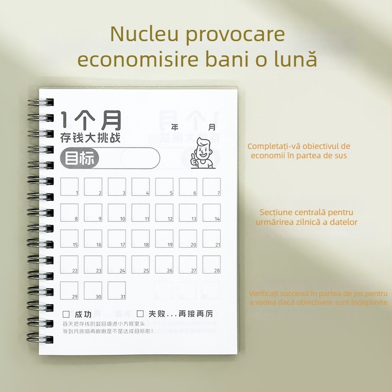 Jurnal de buzunar A6: Provocare de economisire, Plan de economisire și Jurnal zilnic de cheltuieli pentru copii