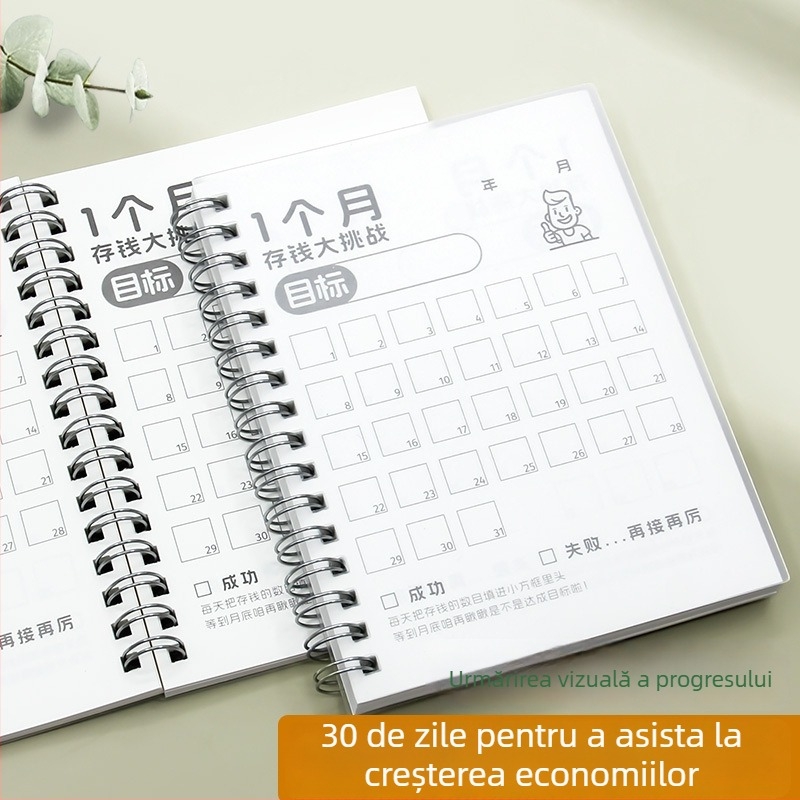 Jurnal de buzunar A6: Provocare de economisire, Plan de economisire și Jurnal zilnic de cheltuieli pentru copii