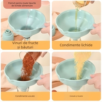 Funnel de bucătărie multifuncțional pentru uz casnic, mâner lung, din plastic alimentar, dispenser pentru ulei, vin și alte lichide