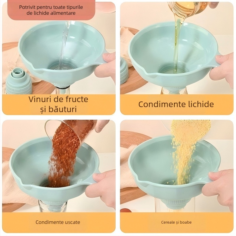 Funnel de bucătărie multifuncțional pentru uz casnic, mâner lung, din plastic alimentar, dispenser pentru ulei, vin și alte lichide