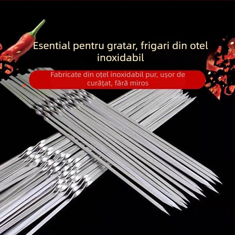 Frigărui plate din oțel inoxidabil pentru kebab de miel – grătar în aer liber