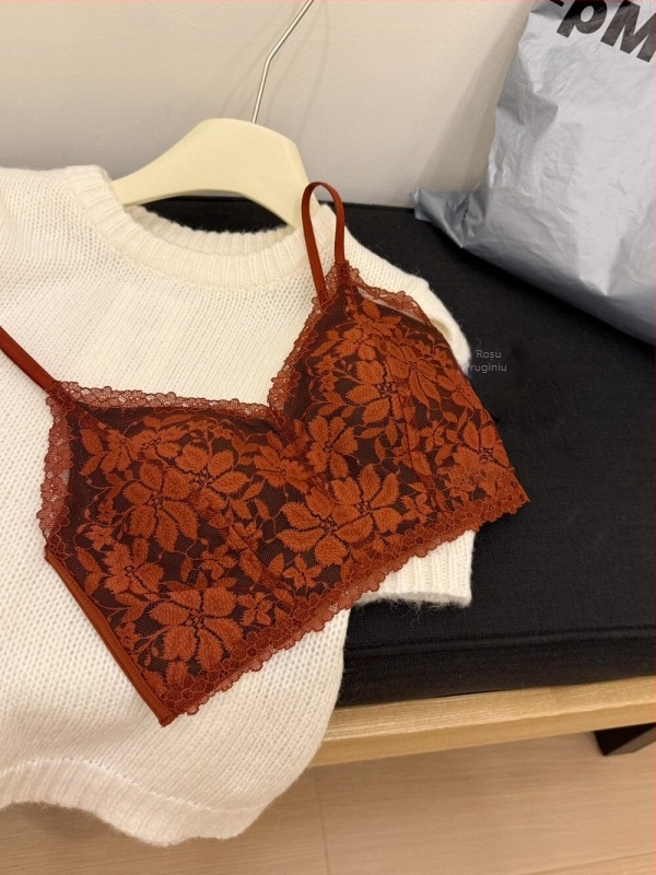 Bustier dantelat în stil franțuzesc, cupe triunghiulare, top din bumbac